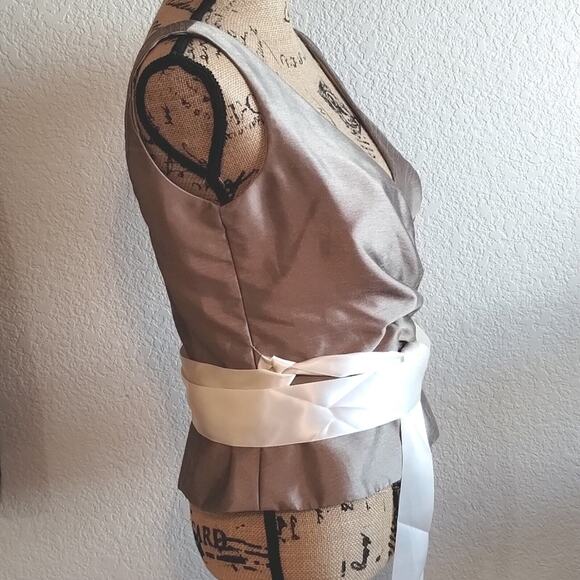 W Too Watters & Watters Bronze Two-Piece Cream Ribbon Sash Formal Skirt Set 12 - Picture 5 of 13